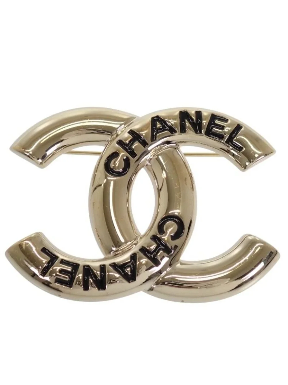 Chanel CC Logo Brooch CC Metal Gold Golden Simple Accessory